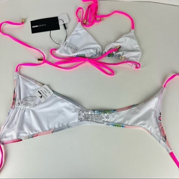 NWT - Fashion Nova,Nights in Shibuya 2 pc Bikini. Size: M.Color:Pink/Multicolour - Picture 6 of 11